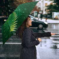 Aotearoa New Zealand New Year Umbrella Tribal Koru Tattoo Green Galaxy Maori Silver Fern