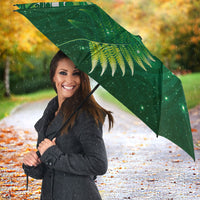 Aotearoa New Zealand New Year Umbrella Tribal Koru Tattoo Green Galaxy Maori Silver Fern