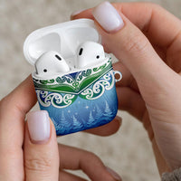 Aotearoa New Zealand New Year AirPods Case Maori Motifs with Silver Fern and Matariki Stars LT03 - Polynesian Pride