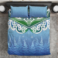 Aotearoa New Zealand New Year Bedding Set Maori Motifs with Silver Fern and Matariki Stars