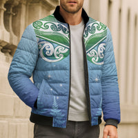 Aotearoa New Zealand New Year Bomber Puffer Jacket Maori Motifs with Silver Fern and Matariki Stars