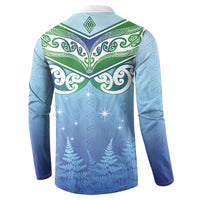 Aotearoa New Zealand New Year Button Sweatshirt Maori Motifs with Silver Fern and Matariki Stars