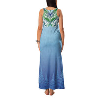 Aotearoa New Zealand New Year Family Matching Tank Maxi Dress and Hawaiian Shirt Maori Motifs with Silver Fern and Matariki Stars