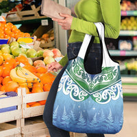 Aotearoa New Zealand New Year Grocery Bag Maori Motifs with Silver Fern and Matariki Stars