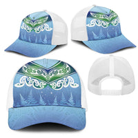 Aotearoa New Zealand New Year Mesh Trucker Cap Maori Motifs with Silver Fern and Matariki Stars