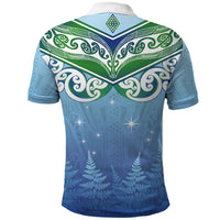 Aotearoa New Zealand New Year Polo Shirt Maori Motifs with Silver Fern and Matariki Stars