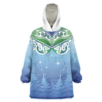 Aotearoa New Zealand New Year Wearable Blanket Hoodie Maori Motifs with Silver Fern and Matariki Stars