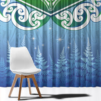 Aotearoa New Zealand New Year Window Curtain Maori Motifs with Silver Fern and Matariki Stars