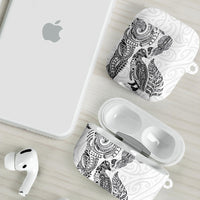 Aotearoa Moko Tribal Tattoo AirPods Case New Zealand Maori Penguin and Fantail White Color