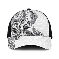 Aotearoa Moko Tribal Tattoo Baseball Net Cap New Zealand Maori Penguin and Fantail White Color