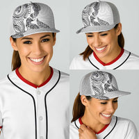 Aotearoa Moko Tribal Tattoo Baseball Net Cap New Zealand Maori Penguin and Fantail White Color
