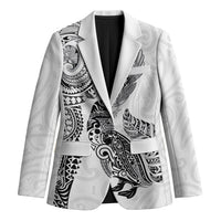 Aotearoa Moko Tribal Tattoo Blazer New Zealand Maori Penguin and Fantail White Color