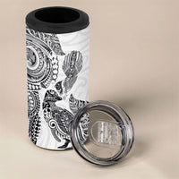 Aotearoa Moko Tribal Tattoo 4 in 1 Can Cooler Tumbler New Zealand Maori Penguin and Fantail White Color