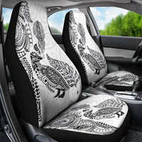 Aotearoa Moko Tribal Tattoo Car Seat Cover New Zealand Maori Penguin and Fantail White Color