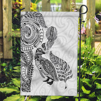 Aotearoa Moko Tribal Tattoo Garden Flag New Zealand Maori Penguin and Fantail White Color