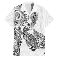 Aotearoa Moko Tribal Tattoo Hawaiian Shirt New Zealand Maori Penguin and Fantail White Color