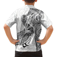 Aotearoa Moko Tribal Tattoo Hawaiian Shirt New Zealand Maori Penguin and Fantail White Color