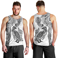 Aotearoa Moko Tribal Tattoo Men Tank Top New Zealand Maori Penguin and Fantail White Color