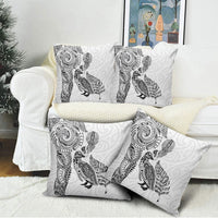Aotearoa Moko Tribal Tattoo Pillow Cover New Zealand Maori Penguin and Fantail White Color