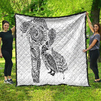 Aotearoa Moko Tribal Tattoo Quilt New Zealand Maori Penguin and Fantail White Color
