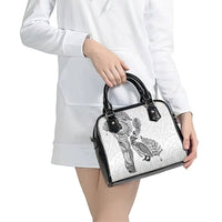 Aotearoa Moko Tribal Tattoo Shoulder Handbag New Zealand Maori Penguin and Fantail White Color