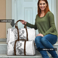 Aotearoa Moko Tribal Tattoo Travel Bag New Zealand Maori Penguin and Fantail White Color