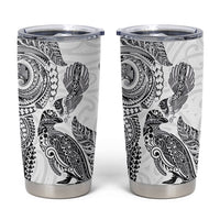 Aotearoa Moko Tribal Tattoo Tumbler Cup New Zealand Maori Penguin and Fantail White Color