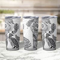 Aotearoa Moko Tribal Tattoo Tumbler Cup New Zealand Maori Penguin and Fantail White Color