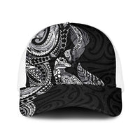 Aotearoa Moko Tribal Tattoo Baseball Net Cap New Zealand Maori Penguin and Fantail Black Color