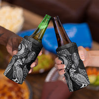 Aotearoa Moko Tribal Tattoo 4 in 1 Can Cooler Tumbler New Zealand Maori Penguin and Fantail Black Color