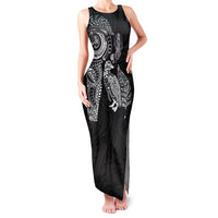 Aotearoa Moko Tribal Tattoo Family Matching Tank Maxi Dress and Hawaiian Shirt New Zealand Maori Penguin and Fantail Black Color