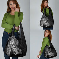 Aotearoa Moko Tribal Tattoo Grocery Bag New Zealand Maori Penguin and Fantail Black Color