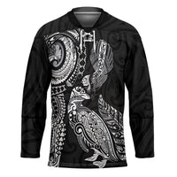 Aotearoa Moko Tribal Tattoo Hockey Jersey New Zealand Maori Penguin and Fantail Black Color