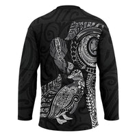 Aotearoa Moko Tribal Tattoo Hockey Jersey New Zealand Maori Penguin and Fantail Black Color