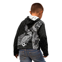 Aotearoa Moko Tribal Tattoo Kid Hoodie New Zealand Maori Penguin and Fantail Black Color
