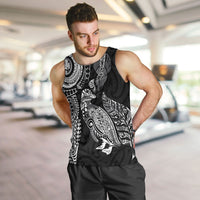 Aotearoa Moko Tribal Tattoo Men Tank Top New Zealand Maori Penguin and Fantail Black Color