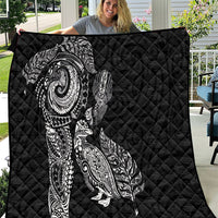 Aotearoa Moko Tribal Tattoo Quilt New Zealand Maori Penguin and Fantail Black Color