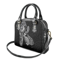 Aotearoa Moko Tribal Tattoo Shoulder Handbag New Zealand Maori Penguin and Fantail Black Color
