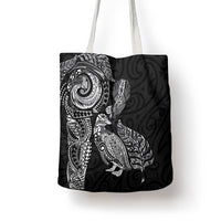 Aotearoa Moko Tribal Tattoo Tote Bag New Zealand Maori Penguin and Fantail Black Color