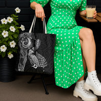 Aotearoa Moko Tribal Tattoo Tote Bag New Zealand Maori Penguin and Fantail Black Color