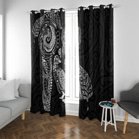 Aotearoa Moko Tribal Tattoo Window Curtain New Zealand Maori Penguin and Fantail Black Color