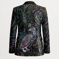 Aotearoa Moko Tribal Tattoo Blazer New Zealand Maori Penguin and Fantail Paua Shell Style