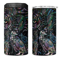 Aotearoa Moko Tribal Tattoo 4 in 1 Can Cooler Tumbler New Zealand Maori Penguin and Fantail Paua Shell Style