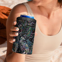 Aotearoa Moko Tribal Tattoo 4 in 1 Can Cooler Tumbler New Zealand Maori Penguin and Fantail Paua Shell Style