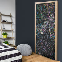 Aotearoa Moko Tribal Tattoo Door Cover New Zealand Maori Penguin and Fantail Paua Shell Style