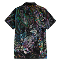 Aotearoa Moko Tribal Tattoo Family Matching Off The Shoulder Long Sleeve Dress and Hawaiian Shirt New Zealand Maori Penguin and Fantail Paua Shell Style