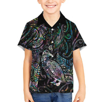 Aotearoa Moko Tribal Tattoo Family Matching Tank Maxi Dress and Hawaiian Shirt New Zealand Maori Penguin and Fantail Paua Shell Style