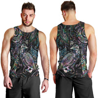Aotearoa Moko Tribal Tattoo Men Tank Top New Zealand Maori Penguin and Fantail Paua Shell Style