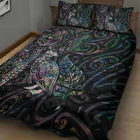 Aotearoa Moko Tribal Tattoo Quilt Bed Set New Zealand Maori Penguin and Fantail Paua Shell Style