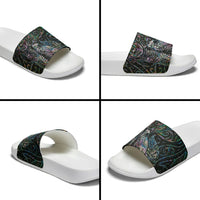 Aotearoa Moko Tribal Tattoo Slide Sandals New Zealand Maori Penguin and Fantail Paua Shell Style